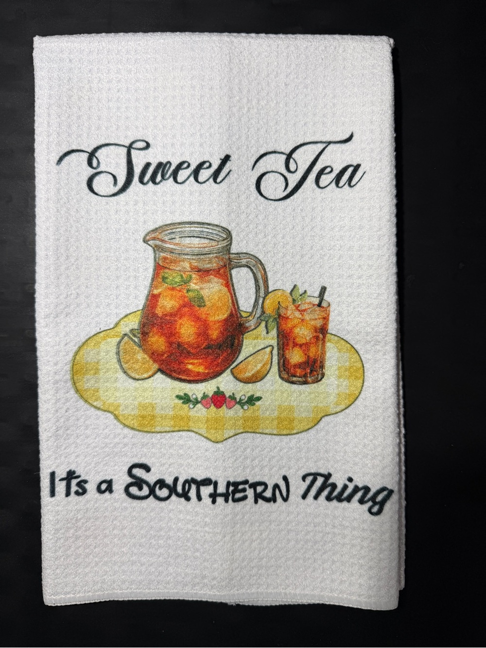 “Sweet Tea”  Kitchen Towels Set of two - White - New.